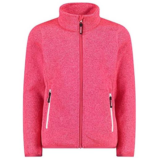 CMP knit tech mélange fleece jacket, girl, citric-red kiss, 164