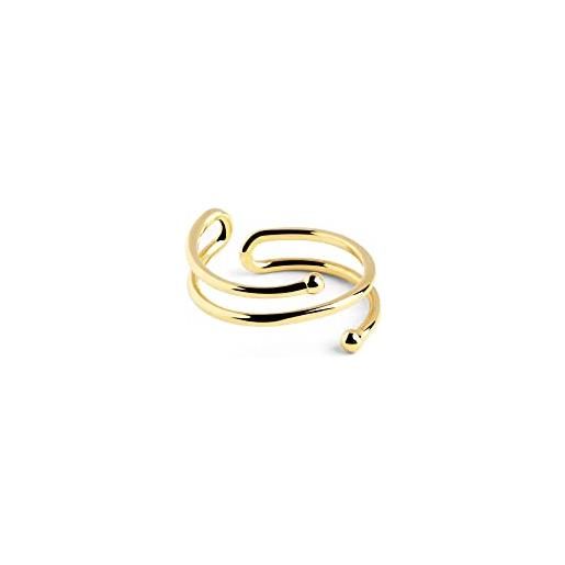 SINGULARU - anello double dot oro - anello regolabile - argento sterling 925 - misura unica - gioielli da donna - realizzato in europa - finitura placcata in oro 18kt