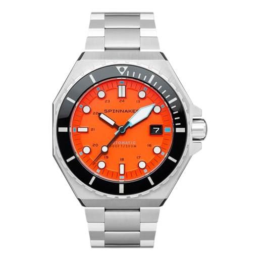 Spinnaker mens 44mm dumas automatic tangerine 3 hands watch with solid stainless steel bracelet sp-5081-bb
