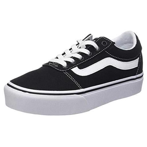 Vans ward platform, sneaker, donna, (canvas) black/white, 38.5 eu