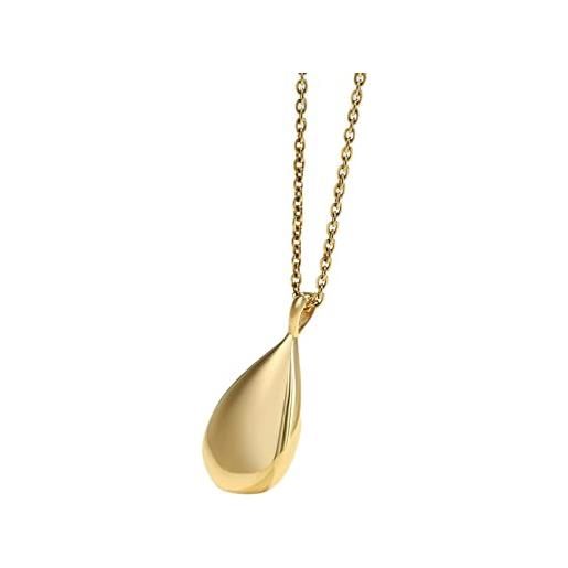 Epinki gioielli per ceneri, collana goccia oro ciondolo urna in acciaio inox per donna catena 50 cm