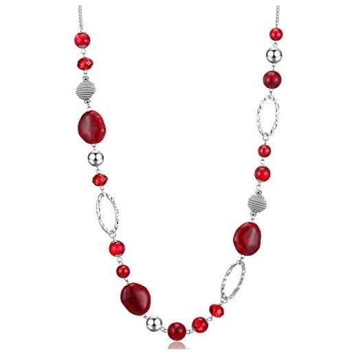 BULINLIN collana lunga in argento con perline per le donne, collana a catena fatta a mano con perline di cristallo per gioielli di moda regali, resina perla cristallo