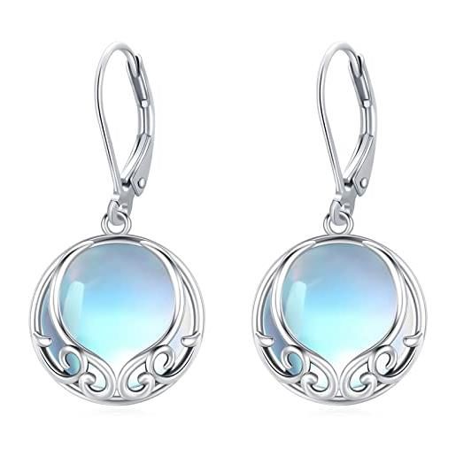 Eusense orecchini di pietra di luna argento 925 orecchini pendenti di pietra di luna regali per la mamma donne ragazze