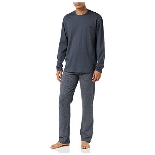 Schiesser anzug lang pantaloni pigiama, grigio (anthrazit 203), large (taglia produttore: 102 cm) uomo