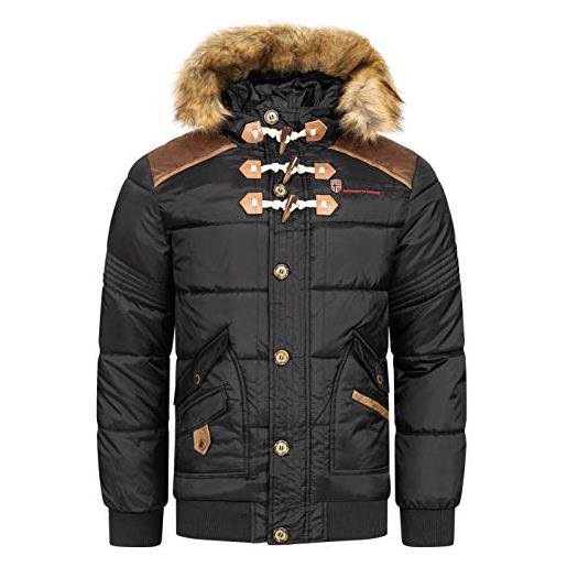 Geographical Norway belphegore men distribrands - giacca calda uomo casual - cappotto cappuccio antivento - giubbotto caldo invernale giacca - giacche classico zip uomo parka (nero xxl)