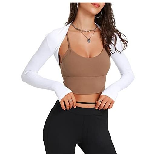 SEAUR donne bolero shrug cardigan cropped con maniche a braccio cardigan tops elastico per fitness vita quotidiana palestra viola s