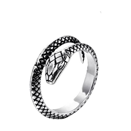 HIJONES anello serpente in acciaio inossidabile da uomo gioielli aperti in argento taglia 22
