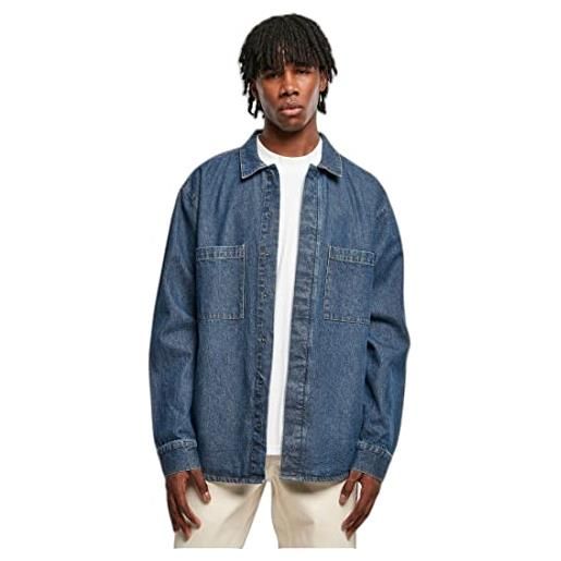 Urban Classics oversized denim pocket shirt, camicia, uomo, blu (mid indigo washed), s