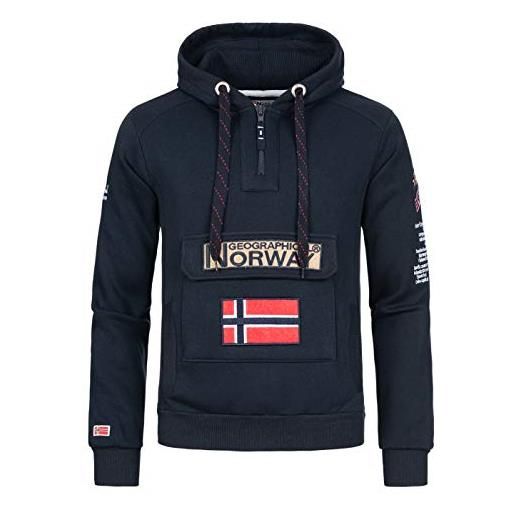 Geographical Norway gymclass men - felpa uomo con cappuccio tasca a canguro zip - felpe pullover hoody neve a maniche lunghe - abito ideale primavera estate autunno inverno (celeste m)