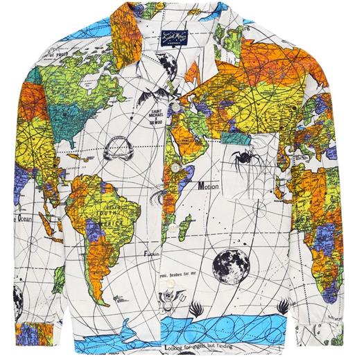 SAINT MXXXXXX camicia world map con revers a lancia - bianco