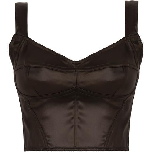 Dolce & Gabbana satin-finish cropped corset - nero