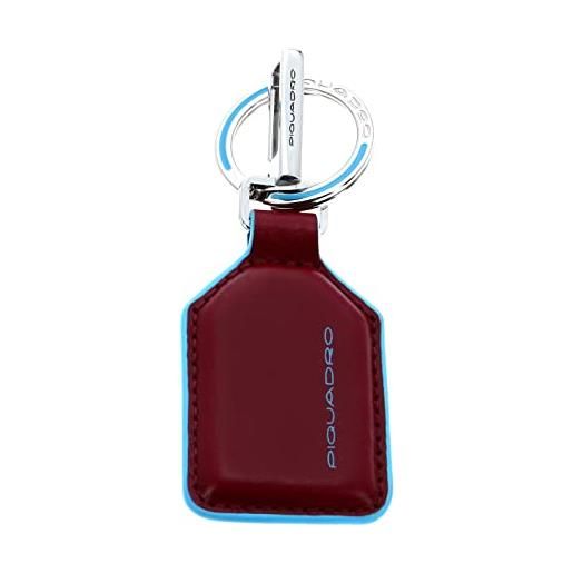 PIQUADRO blue square keychain with carabiner hook rosso