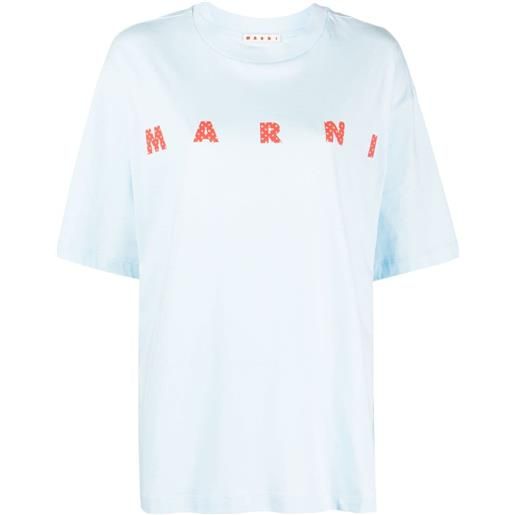 Marni logo-print cotton t-shirt - blu