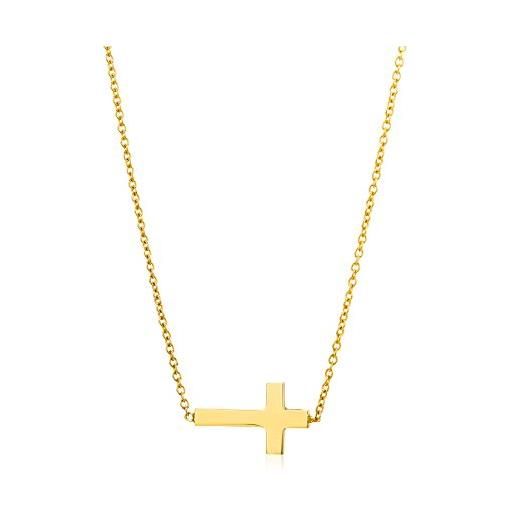 Miore - oro giallo croce collana collana in oro 9 kt (375) di 43 cm