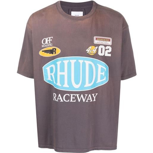 RHUDE t-shirt raceway con stampa - grigio