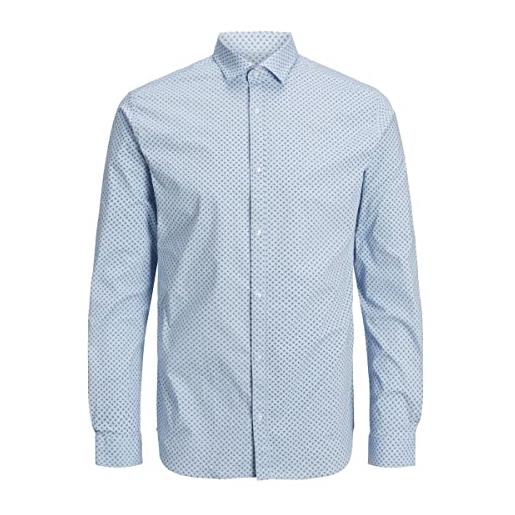 JACK & JONES jprblablackpool ls aw22 sn-maglietta elasticizzata camicia, cashmere blue/fit: slim fit, s uomo