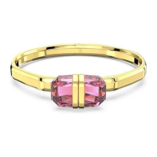Swarovski lucent bracciale rigido, con cristalliSwarovski , chiusura magnetica, fascia con incisione, placcato in tonalità oro, taglia l, rosa