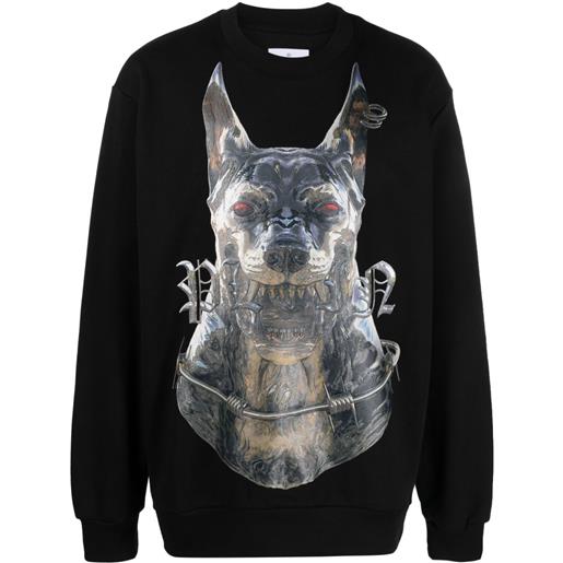 Philipp Plein dog-print cotton sweatshirt - nero