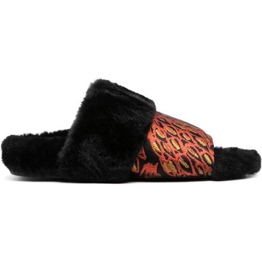 La DoubleJ sandali slides winter con effetto jacquard - nero