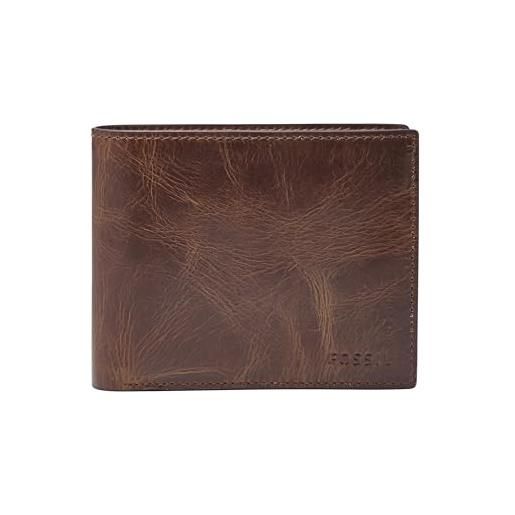 Fossil portafoglio uomo, tasca portamonete marrone scuro, taglia unica, portafoglio