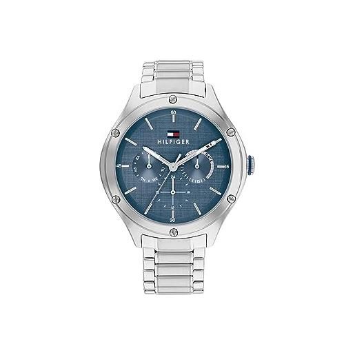 Tommy Hilfiger orologio analogico multifunzione al quarzo da donna con cinturino in acciaio inossidabile argentato - 1782657