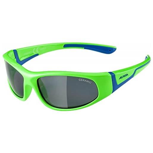 ALPINA flexxy junior, occhiali da ciclismo bambino, neon green-blue, taglia unica