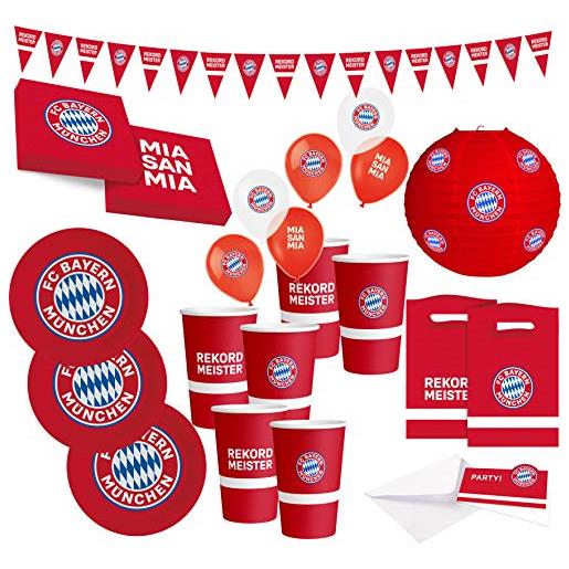 FC Bayern München set per feste · xxl per feste di calcio, 58 pezzi, accessori per feste, decorazione per feste di calcio e compleanno