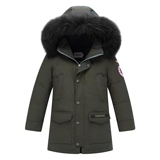 SXSHUN piumino ragazzo a prova di vento bambini giubbotto tenere caldo giacca con cappuccio parka da viaggio spesso casual, nero, 11-12 anni