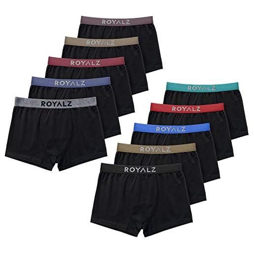 ROYALZ pantaloncini boxer 10 confezioni lifestyle per uomo mutande classico per abbigliamento, 10 set (95% cotone / 5% spandex), colore: set 046 (paco da 10 - multicolore), dimensione: xl