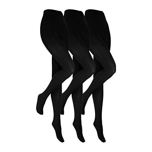 HEAT HOLDERS - confezione da 3 collant termici da donna neri | collant foderati in pile opaco per l'inverno, nero , xl