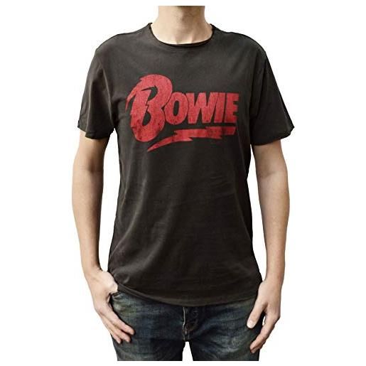 Amplified david bowie - logo t shirt vintage charcoal small