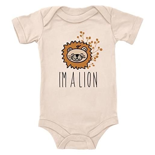 Blauer-Storch baby body i'm a lion leone, regalo di compleanno per bambini a maniche corte, cotone biologico, naturale, 0-3 mesi