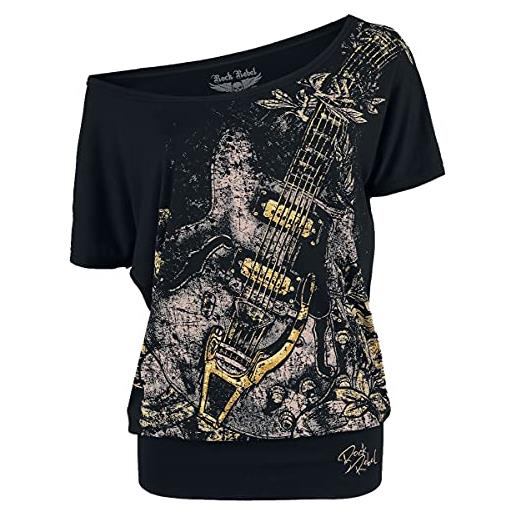 Rock Rebel by EMP donna maglietta nera con stampa di chitarra xl