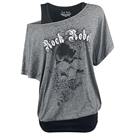 Rock Rebel by EMP donna t-shirt grigia a doppio strato m