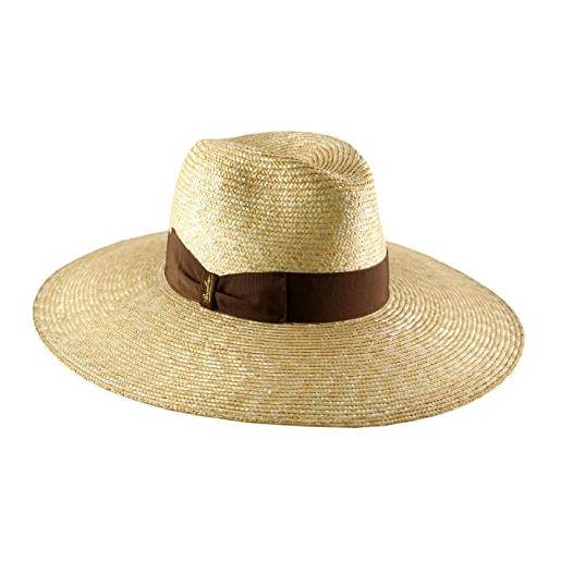 Borsalino - cappello fedora tesa larga donna treccia d'oro - size s - marron