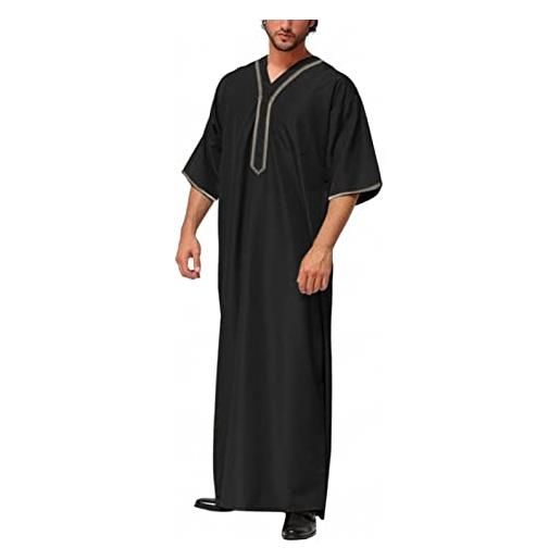 Modaworld abito da uomo marocchino abito musulmano a manica corta abito da deserto arabia camicie lunghe da uomo grembiule caftano