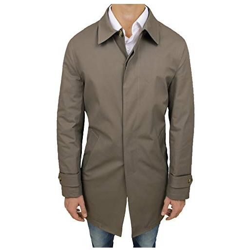 Evoga giaccone cappotto uomo sartoriale monopetto trench classico elegante (l, tortora)