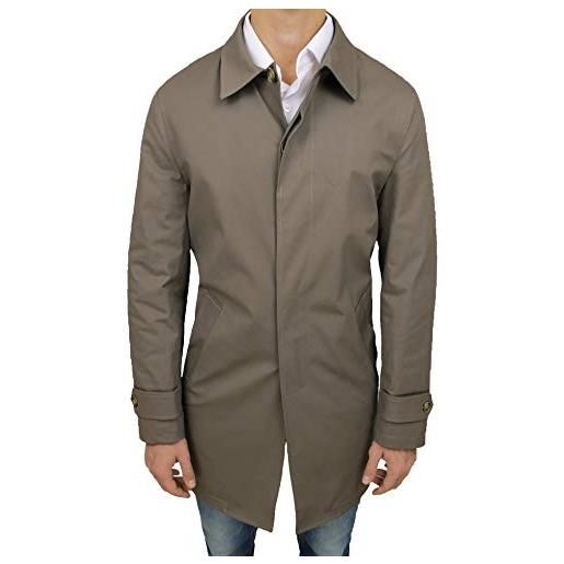 Evoga giaccone cappotto uomo sartoriale monopetto trench classico elegante (xl, tortora)