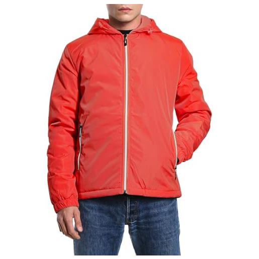 TMK giacca uomo con cappuccio giubbotto invernale piumino inverno leggero art. 0293 (xl, rosso)