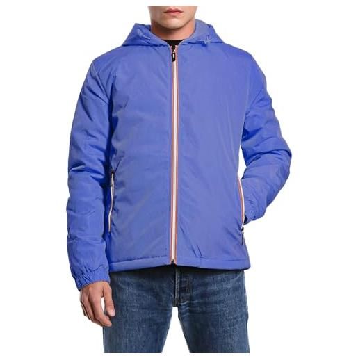 TMK giacca uomo con cappuccio giubbotto invernale piumino inverno leggero art. 0293 (m, blu scuro)