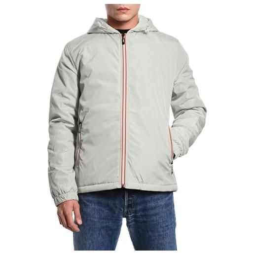 TMK giacca uomo con cappuccio giubbotto invernale piumino inverno leggero art. 0293 (l, grigio)