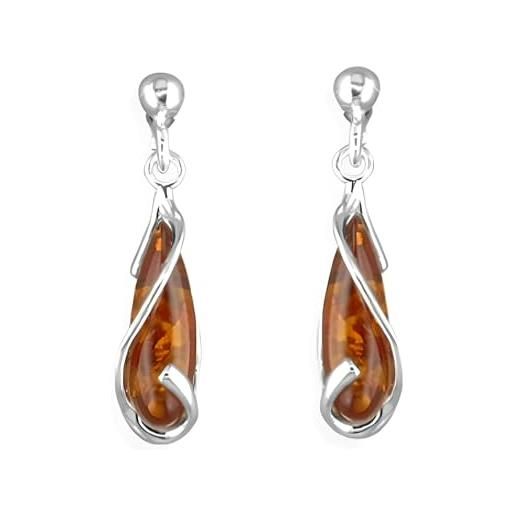 Designer Inspirations Boutique orecchini pendenti pendenti in argento sterling 925 con ambra baltica color miele per donne e ragazze - orecchini pendenti in ambra