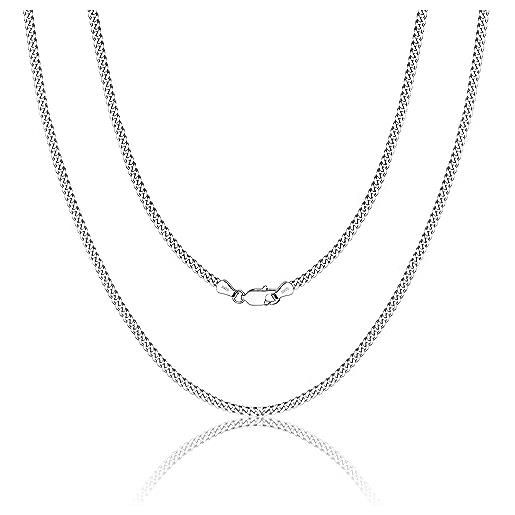 JeweBella catenina argento 925 donna collana a catena barbazzale 2mm sottile collana catena lunghezza 40/45/50/55/60cm