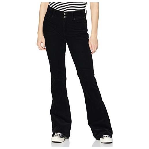 Replay newluz flare pantaloni, nero (098 black), 27 w / 32 l donna