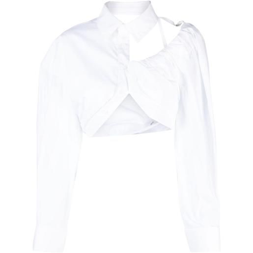 Jacquemus la galliga asymmetric cropped shirt - bianco