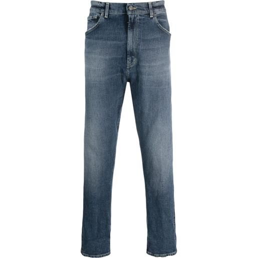 DONDUP logo-patch straight-leg jeans - blu