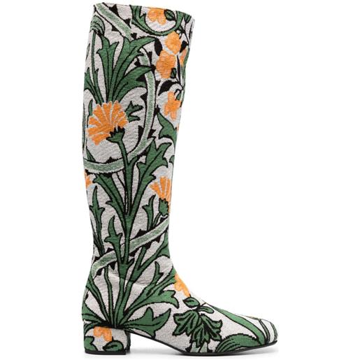 La DoubleJ edie 40mm floral-jacquard boots - toni neutri