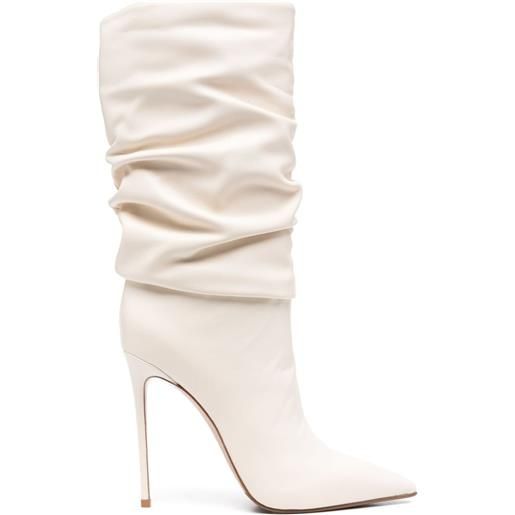 Le Silla 120mm ruched leather boots - bianco