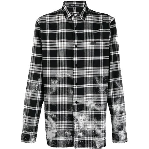 Philipp Plein sugar daddy tartan-pattern flannel shirt - nero