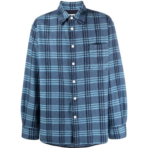 Marni check-pattern felted-finish shirt - blu